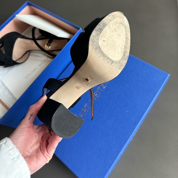 STUART WEITZMAN SOLIESSE PLATFORM BLACK SUEDE - Picture 5 of 8